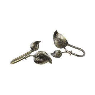 ROD DESYNE Decorative Holdbacks with Ivy Finial, Antique Brass