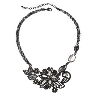 MIXIT Floral Bib Necklace, Black