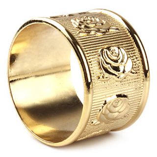 Set of 4 Golden Rose Floral Zinc Alloy Napkin Ring