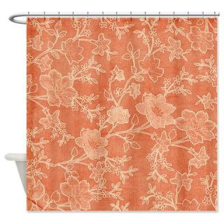  Orange Floral Pattern Shower Curtain  Use code FREECART at Checkout