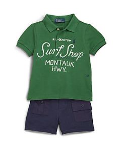 Ralph Lauren Infants Two Piece Surfer Polo Shirt & Shorts Set   Green Navy