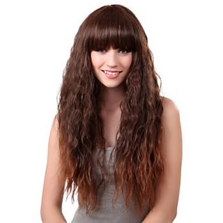 Capless Long Synthetic Light Brown Straight Hair Wig Full Bang