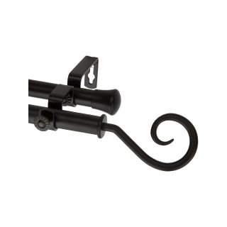 ROD DESYNE Double Curtain Rod with Curl Finials, Black