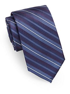 Striped Silk Tie   Purple