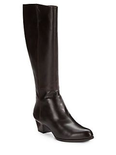 Leather Knee High Boots   Brown