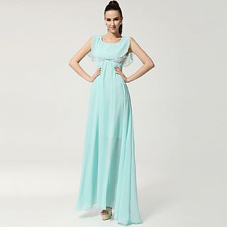 Color Party Womens Sleevless Slim Fit Long Dress (Light Blue)
