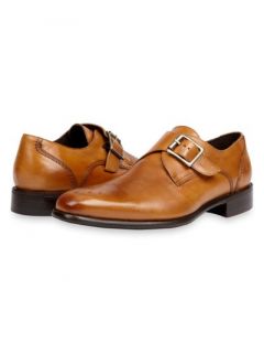 Paul Fredrick Mens Italian Leather Monk Strap Shoe