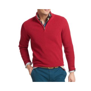 Izod Quarter Zip Shaker Sweater, Red, Mens
