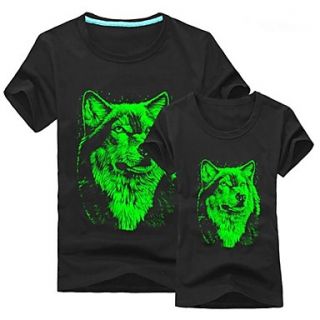 Mens Luminous T Shirt Wolf Pattern Clothing Lovers Short Sleeve Fashion Personality Mens Top