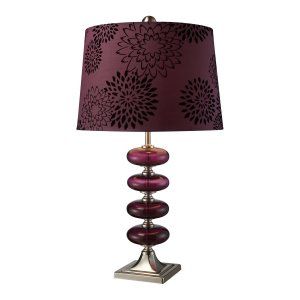 Dimond Lighting DMD D1880 Vidrio Table Lamp with Purple Flocked Faux Silk Shade