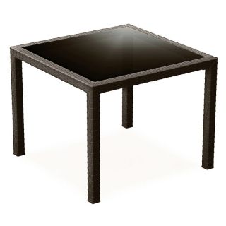 Compamia ISP870 BR Miami Resin Wickerlook 37 in. Square Dining Table   Brown  