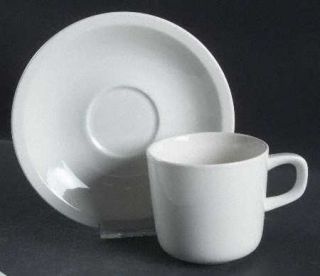 Mikasa Epiqure White Flat Cup & Saucer Set, Fine China Dinnerware   Solid White,