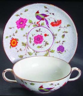 Crown Staffordshire Bird Of Paradise Flat Cream Soup Bowl & Saucer Set, Fine Chi