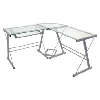 Corner Desk: L Shaped Glass Corner Computer Desk   Silver/Clear