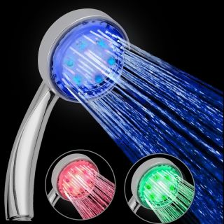 Basacc Color Led Flash Light Bathroom Shower Head (Red, Deep Blue, GreenLED Quality: 6 pieceColor change time: every secondInstallation: Screw ThreadFits 0.8 inch screw handle barNozzle: 3.07 inchesLength: 8.46 inchesThickness: 1.6 inchesWeight: 0.5 pound