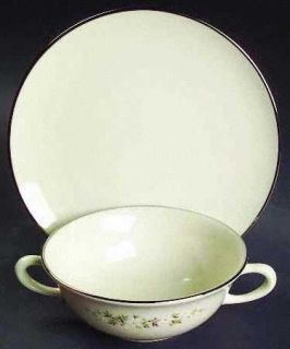 Lenox China Brookdale  Flat Cream Soup Bowl & Saucer Set, Fine China Dinnerware