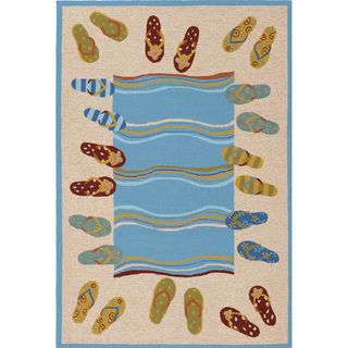 Hand hooked Outdoor Escape Sandals Sand Rug (8 X 11)