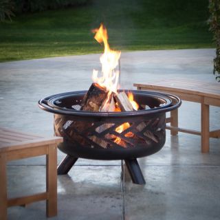Hayneedle Red Ember Aspen Bronze Fire Pit with Grill Grate and Free Cover   LR 