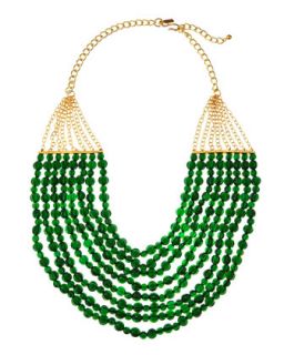 Eight Strand Green Bead Bib Necklace