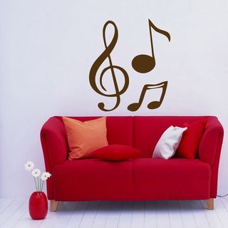 Treble Clef Music Notes Wall Art Vinyl Decal Stickers (Glossy brownTheme: Music notes Materials: VinylIncludes: One (1) wall decalEasy to apply; comes with instructions Dimensions: 25 inches wide x 35 inches long )
