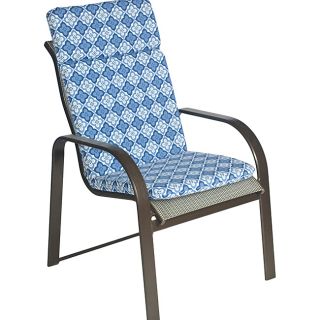 Ali Patio Polyester Navy Blue Tile Smooth Edge Hi back Outdoor Arm Chair Cushion (Navy blue, steel blue and ivoryMaterial: Polyester fabricFill: 2 inches of polyester fiberClosure: Knife edge sewnWeather resistant: YesUV protection: YesCare instructions: 