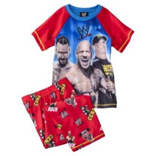 WWE Boys 2 Piece Short Sleeve Tee and Pant Pajama Set   Red L