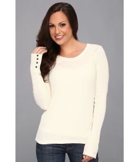 Lucky Brand Sweater Back Thermal Womens Sweater (White)