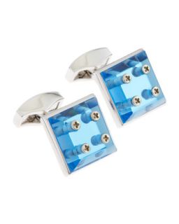 Mirrored Square Cuff Links, Blue