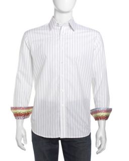 Herbert Wide Stripe Sport Shirt, White