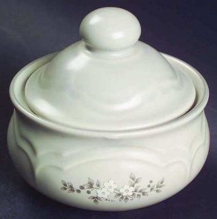 Pfaltzgraff Heirloom Sugar Bowl & Lid, Fine China Dinnerware   Gray&White Flower