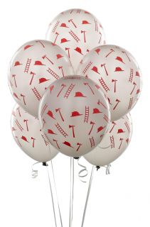 Silver with Red Firefighter Symbols Balloons