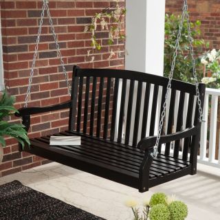 Coral Coast Pleasant Bay Curved Back Black Painted Porch Swing   NS LV 09, 5 ft.