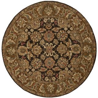 Safavieh Hand made Anatolia Dark Brown/ Gold Wool Rug (8 Round)