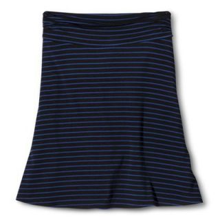 Merona Womens Jersey Knit Skirt   Black/Waterloo Blue Stripe   L