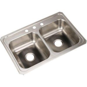 Elkay CR33223 Celebrity Top Mount Double Bowl Kitchen Sink, Stainless Steel 33