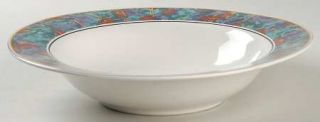 Sango Spring Jewel Large Rim Soup Bowl, Fine China Dinnerware   Blue Multicolor