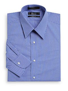 Mini Gingham Cotton Shirt/Slim Fit   Blue