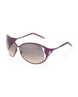 Side Cutout Oval Sunglasses, Purple