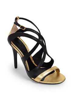 Alexander McQueen Skinny & Sexy Metallic Sandals   Gold Black