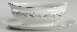 Royal Jackson Bridal Wreath Gravy Boat with Attached Underplate, Fine China Dinn
