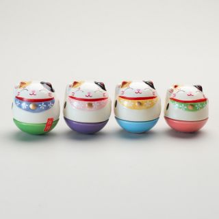 Roly Poly Ceramic Happy Kitties, Set of 4   World Market