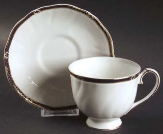 Wedgwood Royal Lapis  Footed Cup & Saucer Set, Fine China Dinnerware   Bone, Blu