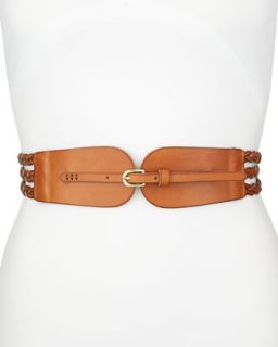 Braided 3 Strand Leather Belt, Brown