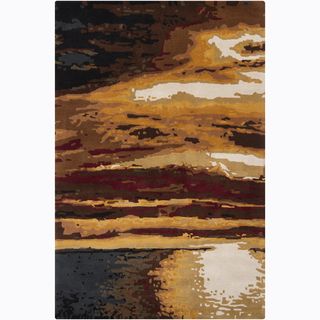 Hand tufted Mandara Abstract Wool Rug (8 X 11) (Brown, gold, burgundy, orange, ivory, beige, greyPattern: Abstract Tip: We recommend the use of a  non skid pad to keep the rug in place on smooth surfaces. All rug sizes are approximate. Due to the differen