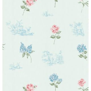 Brewster Home Fashions Light Blue Floral Toile Wallpaper (Light blueDimensions 20.5 inches x 33 feetBoy/girl/neutral NeutralTheme TraditionalMaterials Non wovenNumber if a set One (1)Care instructions WashableHanging instructions Pre pastedRepeat 