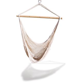 Hammock Net Chair (NaturalMaterial: Cotton polyester ropeComforms to body positionPacks down to a small sizeNetting is all natural fibersLight and breathable nettingNo assembly requiredSimple installation220 pound weight capacity Spreader bar is made of I