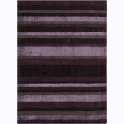 Handwoven Mandara Casual Stripe pattern Rug (79 X 106) (Brown, taupePattern: StripeTip: We recommend the use of a  non skid pad to keep the rug in place on smooth surfaces. All rug sizes are approximate. Due to the difference of monitor colors, some rug c