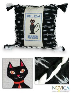 Cotton Love Spell Soap Handcrafted Cushion Cover (guatemala) (BlackMaterial: 100 percent cottonEntry: Zipper closureCare instructions: Machine wash separately in cold waterCushion cover dimensions: 18 inches long x 18 inches wideCushion not includedStory 