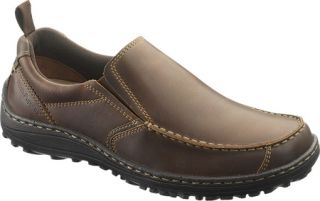 Mens Hush Puppies Belfast Slip On MT   Brown Leather Moc Toe Shoes