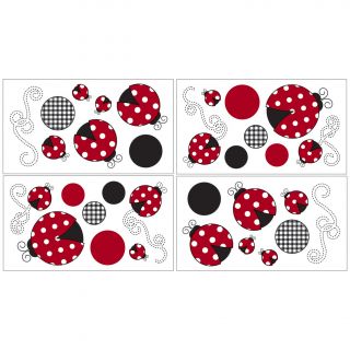 Sweet Jojo Designs Ladybug Wall Decal Stickers (set Of 4) (Paper*NOTE These decals are intended for standard flat wall finishes and may not adhere completely to a textured wall. Please consult a professional if you are working with a non standard wall fi